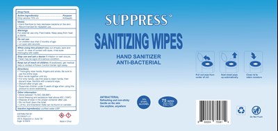 Suppress Hand Sanitizing Wipes- 75 Label (Suppress Hand Wipes Final 75)